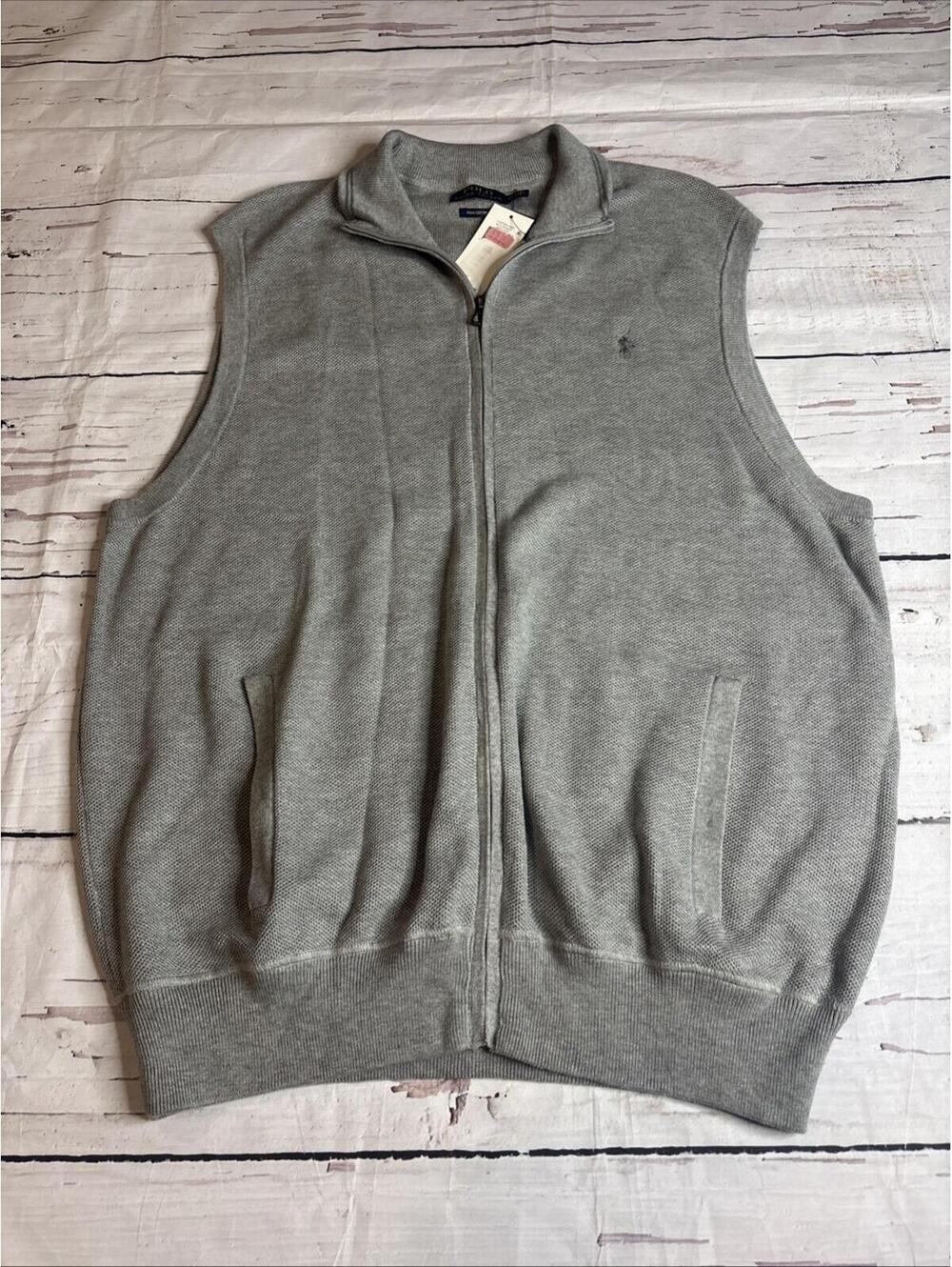 NWT Ralph Lauren Polo Pima Cotton Full Zip Vest Men’s XXL Retail $125 (B5)